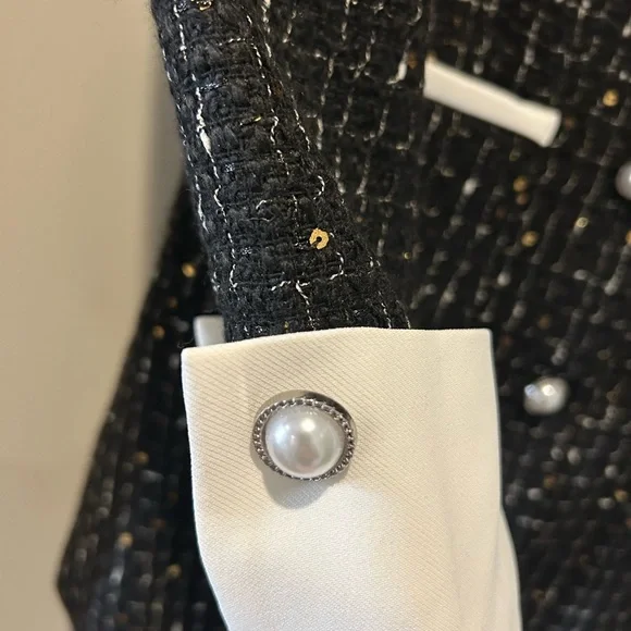 Chic Black Tweed Dress with White Accents & Gold Sequins I Commense ✨NWT✨ - Picture 8 of 9